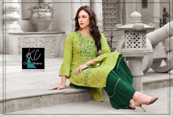 Kc Muskan 2 Heavy Rayon With Fancy Embroidery Work  latest Fancy Designer Festive Wear Kurti With Bottom Collection